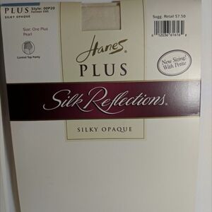 Hanes Plus Silky Opaque Pantyhose in Pearl,XL, NEW